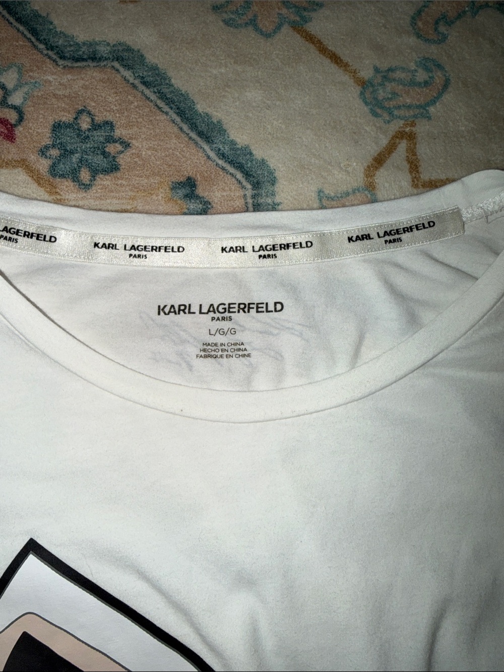 Karl Lagerfeld White Tee with Black Script Logo - Picture 5 of 6